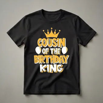 Cousin of the Birthday King Graphic T-Shirt for Family Celebrations