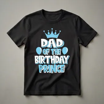 Dad Of The Birthday Prince Crown Graphic T-Shirt for Family Matching