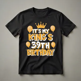It's My King's 39th Birthday Graphic Crown T-Shirt for Men