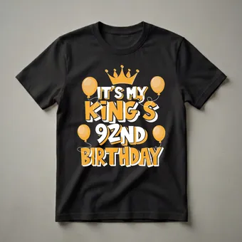 92nd Birthday King Crown and Balloons Graphic T-Shirt for Him