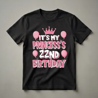Princess 22nd Birthday Queen Crown Balloons Graphic T-Shirt
