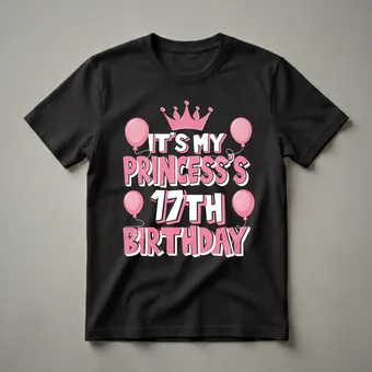 Princess 17th Birthday Graphic T-Shirt for Girls