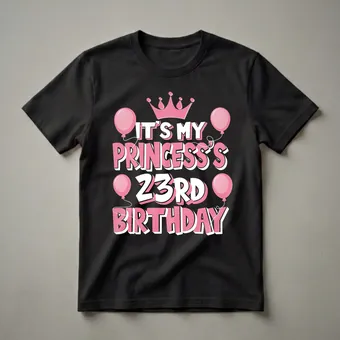 Princess 23rd Birthday Queen Crown Balloons Graphic T-Shirt