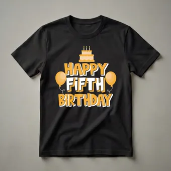 Happy Fifth Birthday Graphic T-Shirt for Kids' Parties