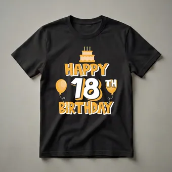 Happy 18th Birthday Graphic T-Shirt for Teens and Young Adults