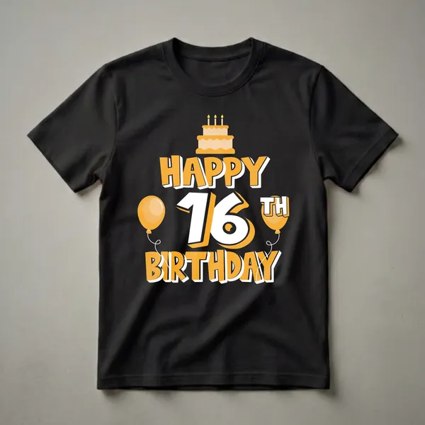 Happy 16th Birthday Graphic T-Shirt for Teenagers