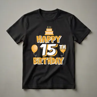 Happy 15th Birthday Graphic Idea T-Shirt for Teens