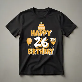 Happy 26th Birthday Graphic T-Shirt for Friends and Family