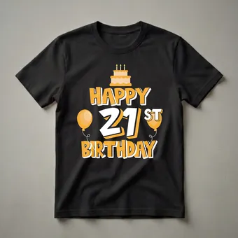 Happy 21st Birthday Graphic T-Shirt for Friends and Family