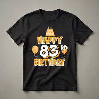 Happy 83rd Birthday Celebration Graphic T-Shirt for Milestone