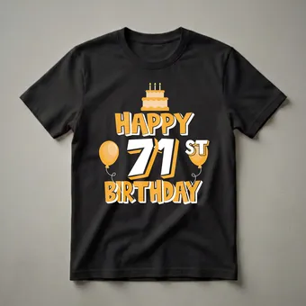 Happy 71st Birthday Graphic T-Shirt for Friends and Family