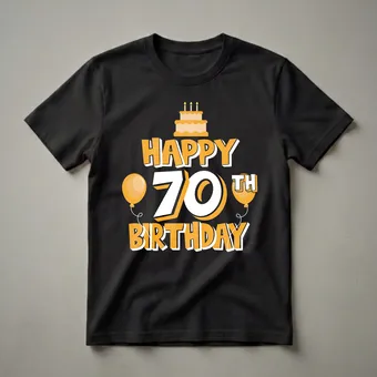 Happy 70th Birthday Graphic T-Shirt for Men and Women