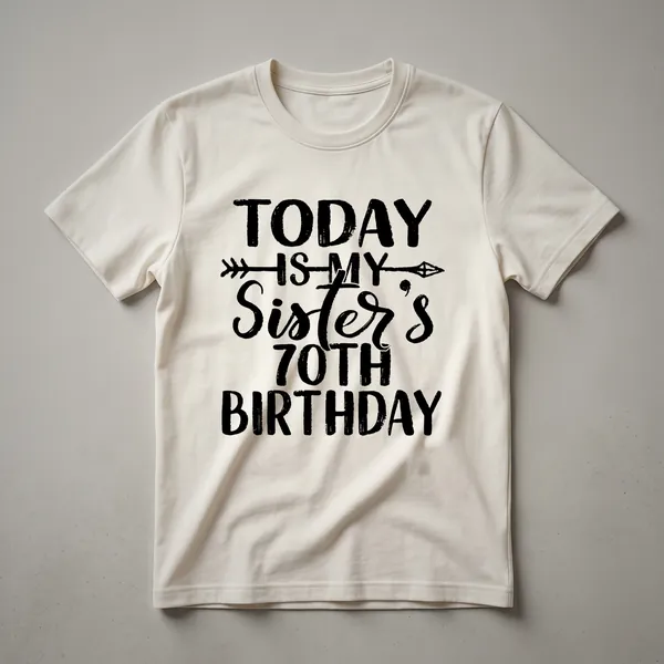 White graphic t-shirt with the text '70th Birthday Queen' in a decorative font, celebrating a 70th birthday.