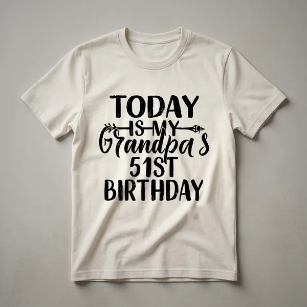 Black graphic t-shirt with distressed white text that reads "51 and Fabulous", perfect for a 51st birthday celebration.