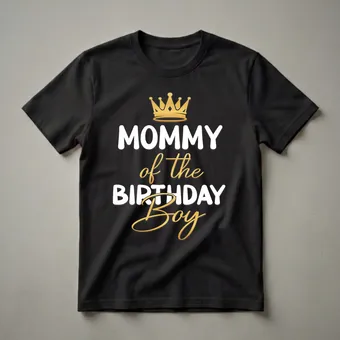 Mommy Of The Birthday Boy Crown Graphic T-Shirt