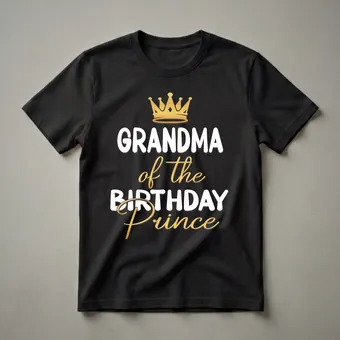 Grandma of the Birthday Prince Crown Graphic T-Shirt for Boys