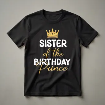 Sister of the Birthday Prince Graphic T-Shirt for Family Celebrations