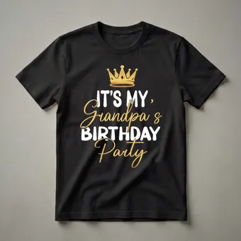 It's My Grandpa's Birthday Party Crown T-Shirt for Grandchildren