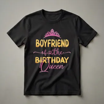 Boyfriend of the Birthday Queen Graphic Crown T-Shirt for Her