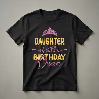 Daughter of the Birthday Queen Graphic T-Shirt for Family Birthdays