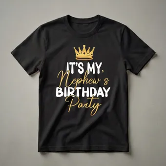 It's My Nephew's Birthday Party Crown Graphic Crown T-Shirt