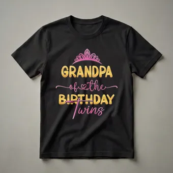 Grandpa of the Birthday Twins Crown Graphic Crown T-Shirt