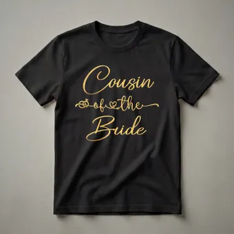 Cousin of the Bride Gold Script Wedding Party T-Shirt