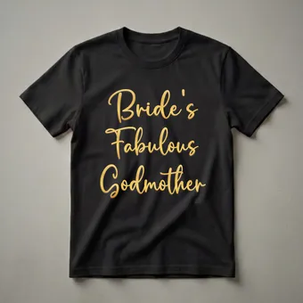Bride's Fabulous Godmother Gold Script Wedding T-Shirt