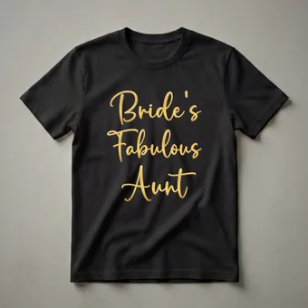 Bride's Fabulous Aunt Gold Script Wedding Party T-Shirt