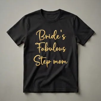 Bride's Fabulous Step Mom Gold Script Wedding T-Shirt