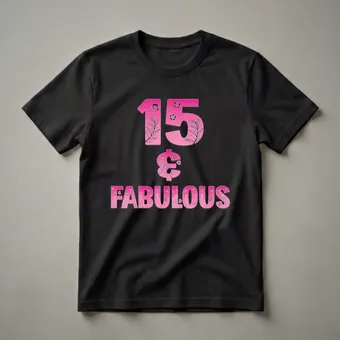 15th Birthday Queen Fabulous Floral Graphic T-Shirt for Girls