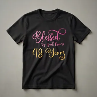 48th Birthday Queen Blessed By God Graphic T-Shirt for Women