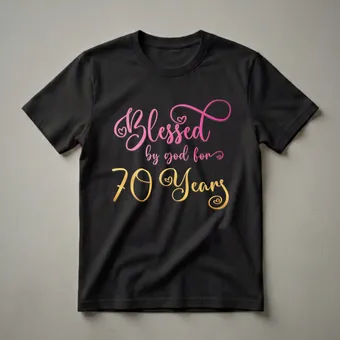 70th Birthday Queen Blessed By God Graphic T-Shirt for Women