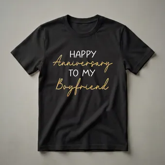 Happy Anniversary To My Boyfriend Matching Couple T-Shirt