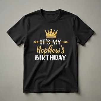 It's My Nephew's Birthday Crown Graphic T-Shirt for Aunts and Uncles