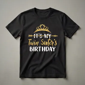 It's My Twin Sister's Birthday Crown Graphic T-Shirt