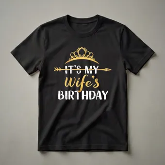 It's My Wife's Birthday Queen Crown Graphic Crown T-Shirt