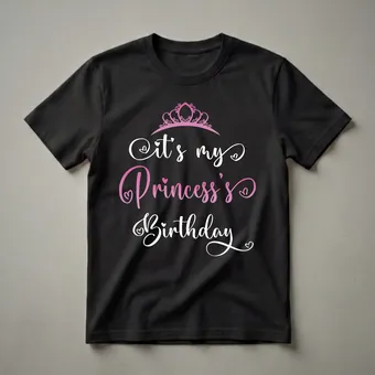 Princess Birthday Girl Crown Graphic T-Shirt for Young Girls