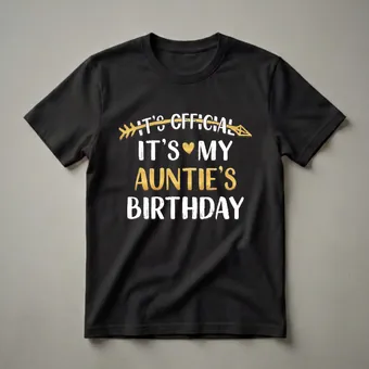 It's Official It's My Auntie's Birthday Graphic T-Shirt