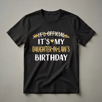 It's Official It's My Daughter-In-Law's Birthday Graphic Tee