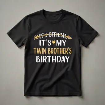 It's Official It's My Twin Brother's Birthday Graphic T-Shirt