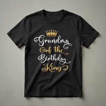 Grandma Of The Birthday King Crown Graphic T-Shirt