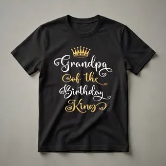 Grandpa Of The Birthday King Crown Graphic T-Shirt