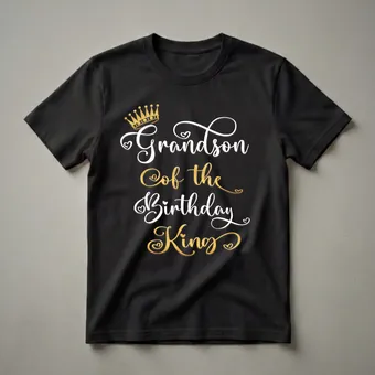 Grandson of the Birthday King Crown Graphic T-Shirt