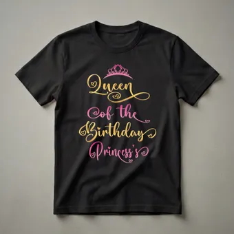 Queen of the Birthday Princess Graphic T-Shirt for Celebrations