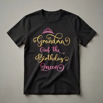 Grandma Of The Birthday Queen Crown Graphic T-Shirt