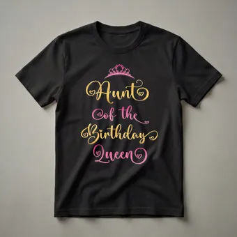 Aunt of the Birthday Queen Graphic T-Shirt for Family Celebrations
