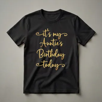 It's My Auntie's Birthday Today Gold Script T-Shirt