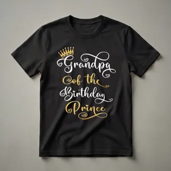 Grandpa Of The Birthday Prince Crown Graphic Crown T-Shirt