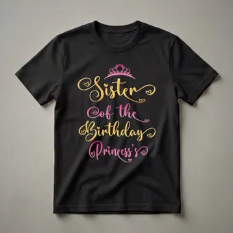 Sister of the Birthday Princess Crown Graphic T-Shirt